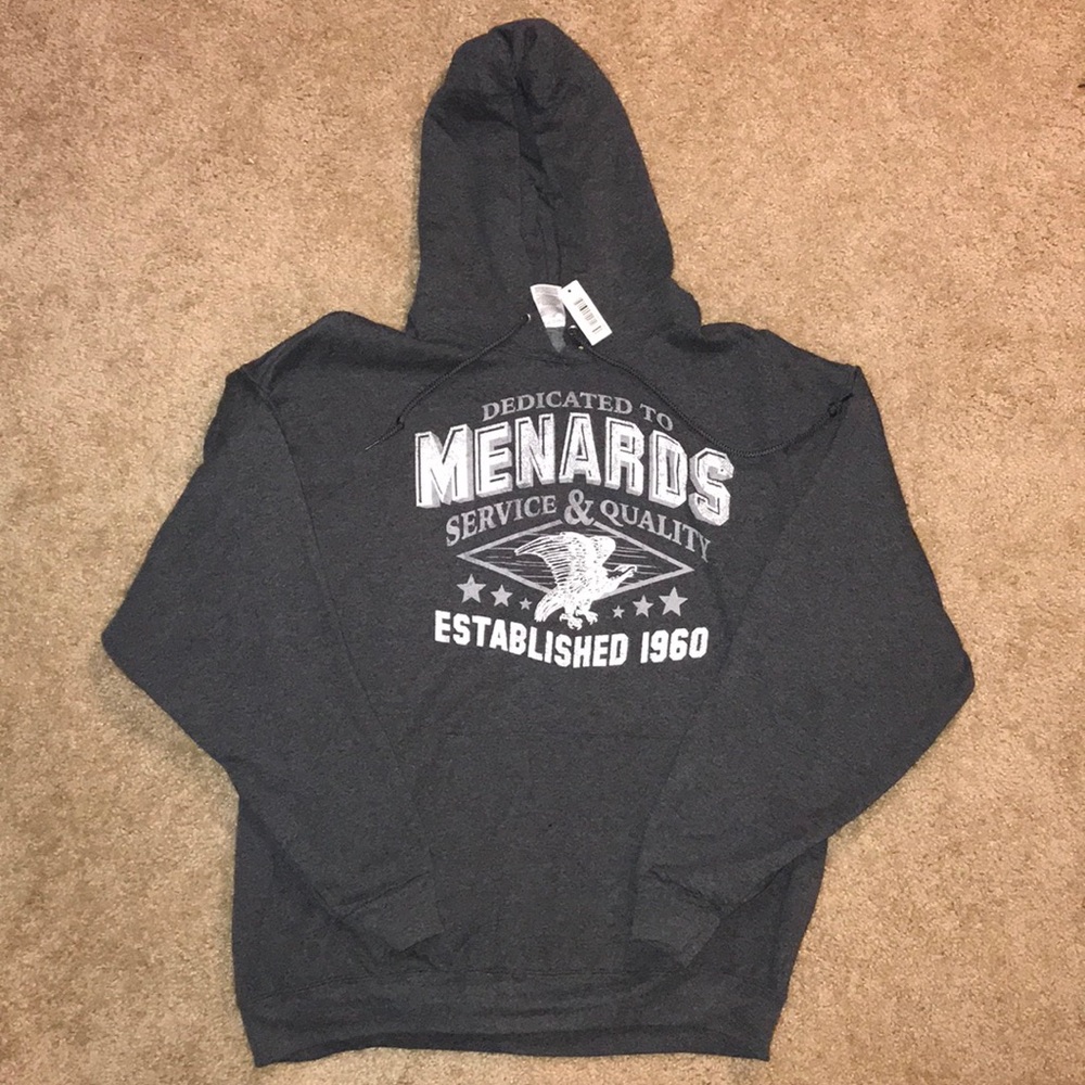 Mens XL Menards Gray Hooded Sweatshirt